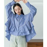 ブルー | 裾ティアードブラウス ブラウス レディース | mili an deni