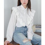 オフホワイト | チェストフリルストライプブラウス ブラウス レディース | mili an deni