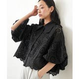 ブラック | スカラップレース ブラウス レディース | mili an deni