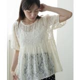 アイボリー | 花柄シアーフリンジプルオーバー レディース 半袖 | mili an deni