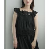 ブラック | オープンサイド スカラップレースベスト レディース | mili an deni