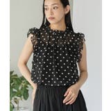 ブラック | ノースリーブドットシアーブラウス レディース ドット柄 | mili an deni