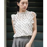 オフホワイト | ノースリーブドットシアーブラウス レディース ドット柄 | mili an deni