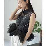 ドットブラック | 裾ティアードフリルノースリーブブラウス レディース シアードット | mili an deni