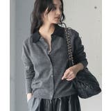チャコール | ニット レディース 配色ポロ襟 | mili an deni