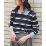 ネイビー | ニット レディース ボーダー | mili an deni