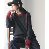 チャコール | ニット レディース レイヤード風 | mili an deni