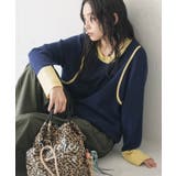 ネイビー | ニット レディース レイヤード風 | mili an deni