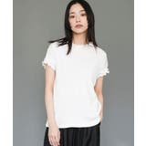 オフホワイト | リブメローTシャツ ダブルフリルスリーブ フリルネック | mili an deni