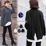 ウール混バックスリットニットセーター タートルネック ラウンドヘム | mili an deni | 詳細画像1 