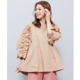 ペールベージュ | 【ク綿100%コードフリルブラウス ボリューム袖 袖コンシャス | mili an deni