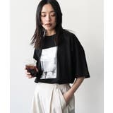 ブラック | 半袖フォトプリントTシャツ プリント コットン | mili an deni