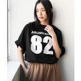 ブラック | 半袖カレッジナンバリングTシャツ プリント コットン | mili an deni