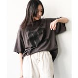 チャコール | 半袖カレッジナンバリングTシャツ プリント コットン | mili an deni