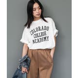 オフホワイト | 半袖カレッジプリントTシャツ プリント コットン | mili an deni