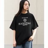 ブラック | 半袖カレッジプリントTシャツ プリント コットン | mili an deni