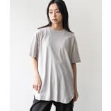 アイスグレー | サイドスリット裾ラウンドTシャツ クルーネック 半袖 | mili an deni