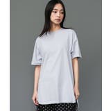サックス | サイドスリット裾ラウンドTシャツ クルーネック 半袖 | mili an deni