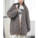 ブラウン | オーバーサイズボーダーニットカーディガン トップス ニット素材 | mili an deni