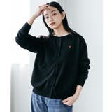 ブラック | ハート刺繍ニットカーディガン トップス ニット素材 | mili an deni
