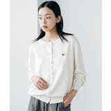 オフホワイト | ハート刺繍ニットカーディガン トップス ニット素材 | mili an deni