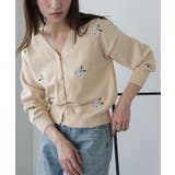 ベージュ | 花柄刺繍カーディガン 花柄刺繍 カーディガン | mili an deni