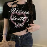 ブラック | ロゴt 韓国 tシャツ レディース 半袖 | ANGELCLOSET