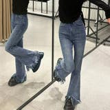 レトロブルー | フレアパンツ デニムパンツレディース美脚 | ANGELCLOSET