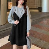 ブラック*グレー | ドッキングワンピース ミニ フレアワンピ | Miniministore