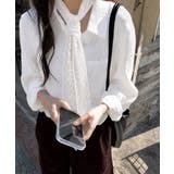 ホワイト | レースストール付きクレープシャツ 韓国風 | Miniministore