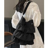 ブラック | フリルショルダーバッグ ティアードバッグ | ANGELCLOSET