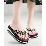 ブラウン（ヒョウ柄） | 軽量 厚底トングサンダル レディース 夏 | Miniministore