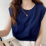 ネイビー | フレンチスリーブ Tシャツ白黒レディース | Miniministore