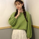 グリーン | 長袖Tシャツ ドロップショルダーtシャツ | ANGELCLOSET
