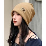 ベージュ | リブニット帽 ロゴビーニー暖かい韓国風 | Miniministore