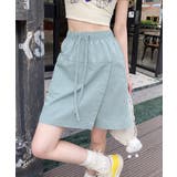ライトブルー | スカート見えラップ風キュロットパンツ薄手 | Miniministore