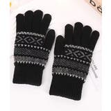 ブラック | スマホ対応ジャガード手袋 ノルディック柄 | SUNSHINE CLOSET