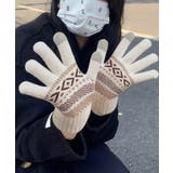 アイボリー | スマホ対応ジャガード手袋 ノルディック柄 | SUNSHINE CLOSET