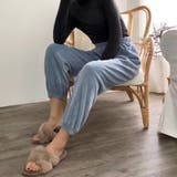 薄ブルー | フリース パジャマ レディース あったか ルームウェア もこもこ パンツ 秋冬 | Miniministore