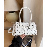 ホワイト | ドット柄ベルトボストンバッグ 2WAY鞄 | Miniministore