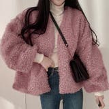 くすみピンク | ボアジャケットレディースふんわりブルゾン | Miniministore