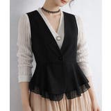 ブラック | Vネックペプラムジレベスト シフォン切替 | Miniministore