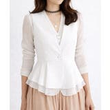 ホワイト | Vネックペプラムジレベスト シフォン切替 | Miniministore