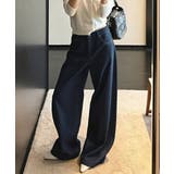 インディゴブルー | ドット柄デニムワイドパンツ ハイウエスト | Miniministore