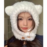 ホワイト | くま耳帽子韓国風ニットキャップファー帽子 | SUNSHINE CLOSET