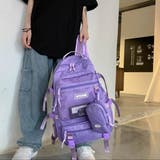 パープル | リュックサック 男女兼用 ポーチ付き通学 | Miniministore