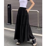 ブラック | ティアードロングスカート レディース春夏 | Miniministore