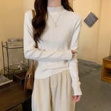 ホワイト | ニットトップス プチハイネック 無地 | Miniministore