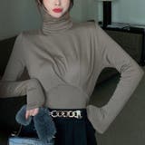 ダークグレー | タートルネックトップスカットソー韓国風 | Miniministore