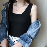 ブラック | タンクトップ スクエアネックサマーニット | Miniministore